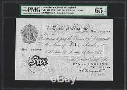 1947 GREAT BRITAIN, BANK OF ENGLAND 5 Pounds B264 Peppiatt, PMG 65 EPQ UNC, Rare