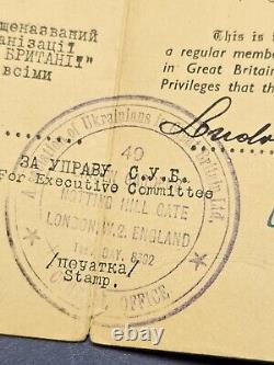1948 Association Of Ukrainians In Great Britain Membership Card London RARE