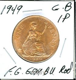 1949 Great Britain Penny Finest Grade Gem Bu Red Rare