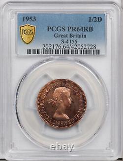 1953 Great Britain 1/2 Penny PCGS Rare Natural Toned Male Anatomy Queen's Face