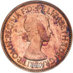 1953 Great Britain 1/2 Penny PCGS Rare Shocking toned shape