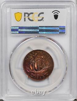 1953 Great Britain 1/2 Penny PCGS Super Rare (NSFW) Toned Shape