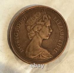 1971 NEW PENCE 2p British Elizabeth II Coin Very Rare