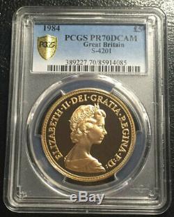 1984 UK Great Britain Gold 5 Pounds PCGS PR70DCAM Top grade Rare