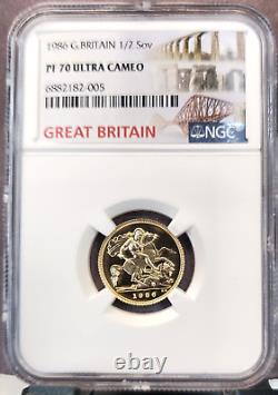 1986 Great Britain Gold 1/2 Sovereign Ngc Pf 70 Ultra Cameo Rare Perfection