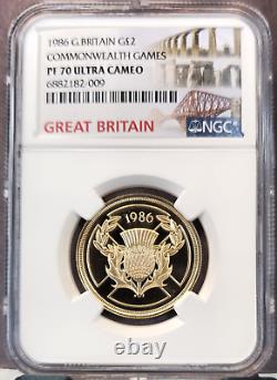 1986 Great Britain Gold 2 Pounds Commonwealth Games Ngc Pf 70 Ultra Cameo Rare