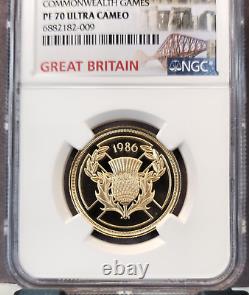 1986 Great Britain Gold 2 Pounds Commonwealth Games Ngc Pf 70 Ultra Cameo Rare