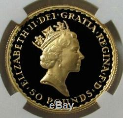 1989 Gold Great Britain Rare Only 338 Minted 50 Pounds Ngc Proof 70 Ultra Cameo