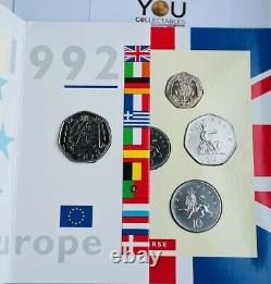 1992 1993 Royal Mint Brilliant Uncirculated Coin Year Set. With RARE EEC 50p
