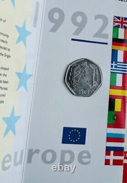 1992 1993 Royal Mint Brilliant Uncirculated Coin Year Set. With RARE EEC 50p