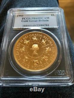 1993 Great Britain 5 Pound Sovereign Gold Coin PCGS PR69DCAM (1.1775 AGW) RARE