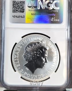 1999 Great Britain Silver 2 Pounds Britannia Chariot Ngc Ms 69 Rare Gem Beauty