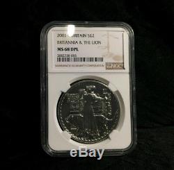 2001 Great Britain UK Britannia Silver £2 NGC MS 68 DPL Rare Coin