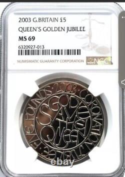 2003 Great Britain £5 Queens Golden Jubilee NGC MS69 TÒP POP=3 super RARE