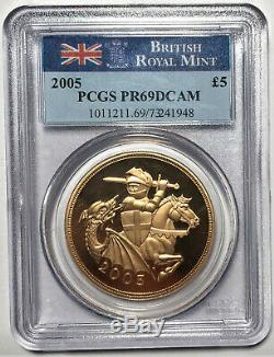 2005 Great Britain 5 Pound Sovereign Gold Coin PCGS PR69DCAM (1.1775 AGW) RARE
