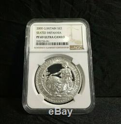 2005 Great Britain Britannia £2 Silver 1 oz Coin NGC PF 69 UC Rare Proof Coin