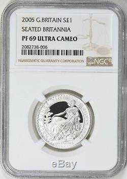2005 Great Britain Britannia NGC PF 69 UC Rare Silver Proof Coin Set