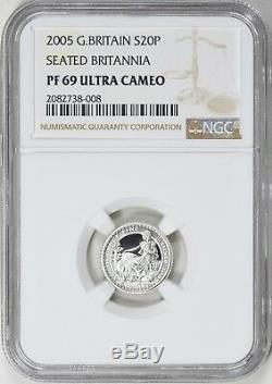 2005 Great Britain Britannia NGC PF 69 UC Rare Silver Proof Coin Set
