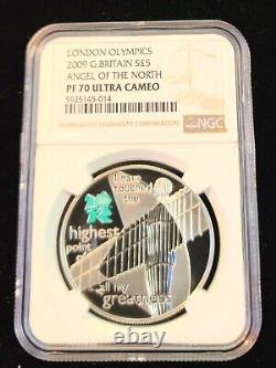 2009 Great Britain Silver 5 Pounds Angel Of The North Ngc Pf 70 Ultra Cameo Rare