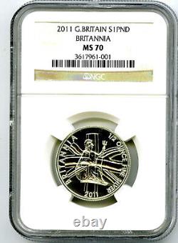 2011 S1pnd Great Britain 1/2 Oz Silver Ngc Ms70 Britannia Rare Top Pop=2