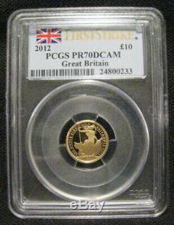 2012 £10 Great Britain GOLD BRITANNIA PCGS PR70 FS 1/10 oz First Strike RARE