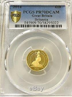 2014 Great Britain Gold Britannia Proof 1/10oz £10 PCGS PR70DC RARE