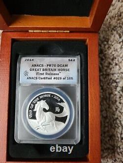 2014 Great Britain Year of the Horse PROOF 1oz Silver anacs PR70 DCAM RARE