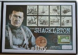 2015 Ernest Shackleton British Antarctic £2 Silver Coin Cover Limit Edition Rare