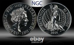 2015 Great Britain 50 Pounds Britannia Ngc Ms 69 Dpl Silver Rare