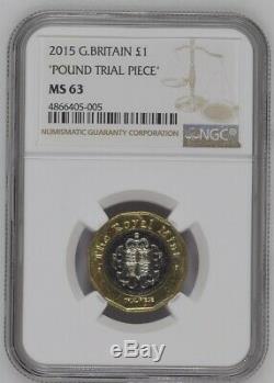 2015 Great Britain Royal Mint Pound Trial Piece £1 NGC MS63 Rare high grade