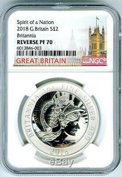 2018 Great Britain 1oz Silver Reverse Proof Ngc Pf70 Britannia Rare Mintage 500