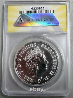 2018 Great Britain Two Dragons Colorized Silver ANACS MS68 Very Rare