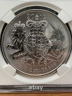 2019 2pd Great Britain 1oz Silver Ngc Ms70 Royal Arms First Releases Rare Pop21