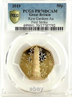 2019 Great Britain 50 Pence 50p Gold Proof Kew Gardens PCGS PR70 DC? Super Rare