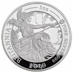 2019 Great Britain 5oz Silver Britannia Rarelow Mintage Of 400