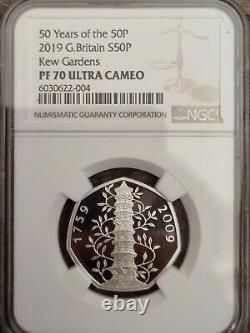 2019 Kew Gardens Silver Proof 50p Coin Ngc Highest Graded Pf70 Ultra Cameo Rare