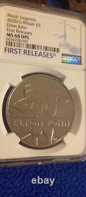 2020 Great Britain 5pnd Elton John Ngc Ms68 Dpl First Releases Rare Proof Like