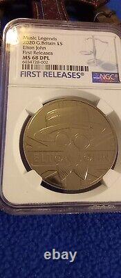 2020 Great Britain 5pnd Elton John Ngc Ms68 Dpl First Releases Rare Proof Like