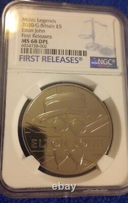 2020 Great Britain 5pnd Elton John Ngc Ms68 Dpl First Releases Rare Proof Like