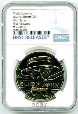 2020 Great Britain 5pnd Elton John Ngc Ms70 Dpl First Releases Rare Proof Like