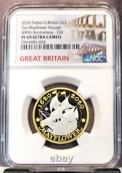 2020 Great Britain Silver 2 Pounds Piefort Mayflower Ngc Pf 69 Ultra Cameo Rare