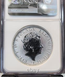 2020 Great Britain Silver 5 Pounds White Lion Of Mortimer Ngc Ms 70 Rare