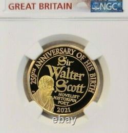 2021 Great Britain Gold 2 Pounds Sir Walter Scott Ngc Pf 70 Ultra Cameo Rare
