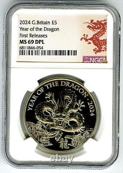 2024 Great Britain 5pnd Year Of The Dragon Ngc Ms69 Dpl Rare First Releases