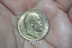 22K Gold 1909 Great Britain Coin Full Sovereign Edward VII Collectible Rare VTG