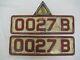 2x Great Britain Lancashire Trade Dealer Older Type # 0027 B Rare Licence Plates