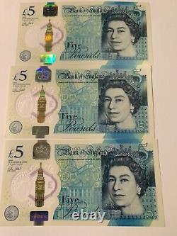 3 X England Great Britain 5 Pound Uncirculated Ak47 Very Rare- Very Collectable