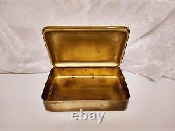 Antique WW1 Princess Mary Gift Fund Xmas 1914 Brass Tin-Rare 19 Leaves Variation