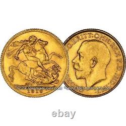 Australia & Great Britain 1913-P GOLD SOVEREIGN King George V-RARE PERTH MINT