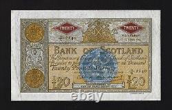 BANK OF SCOTLAND 20 POUNDS 1963 P-94 VF+ RARE ENGLAND Great Britain